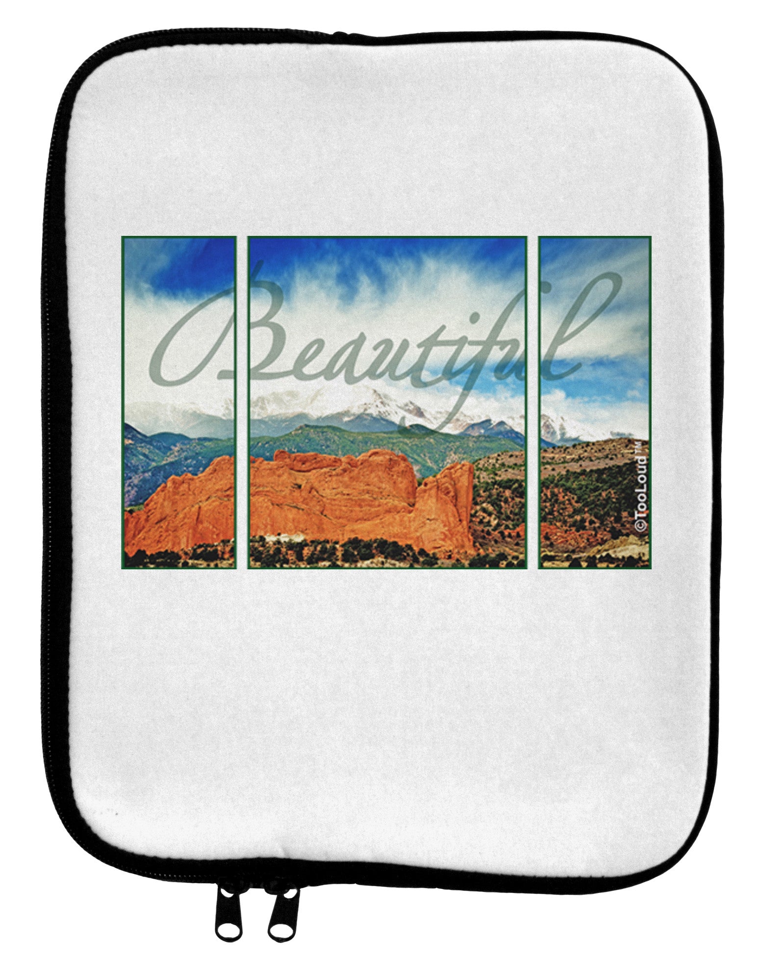 CO Beautiful View Text 9 x 11.5 Tablet Sleeve-TooLoud-White-Black-Davson Sales