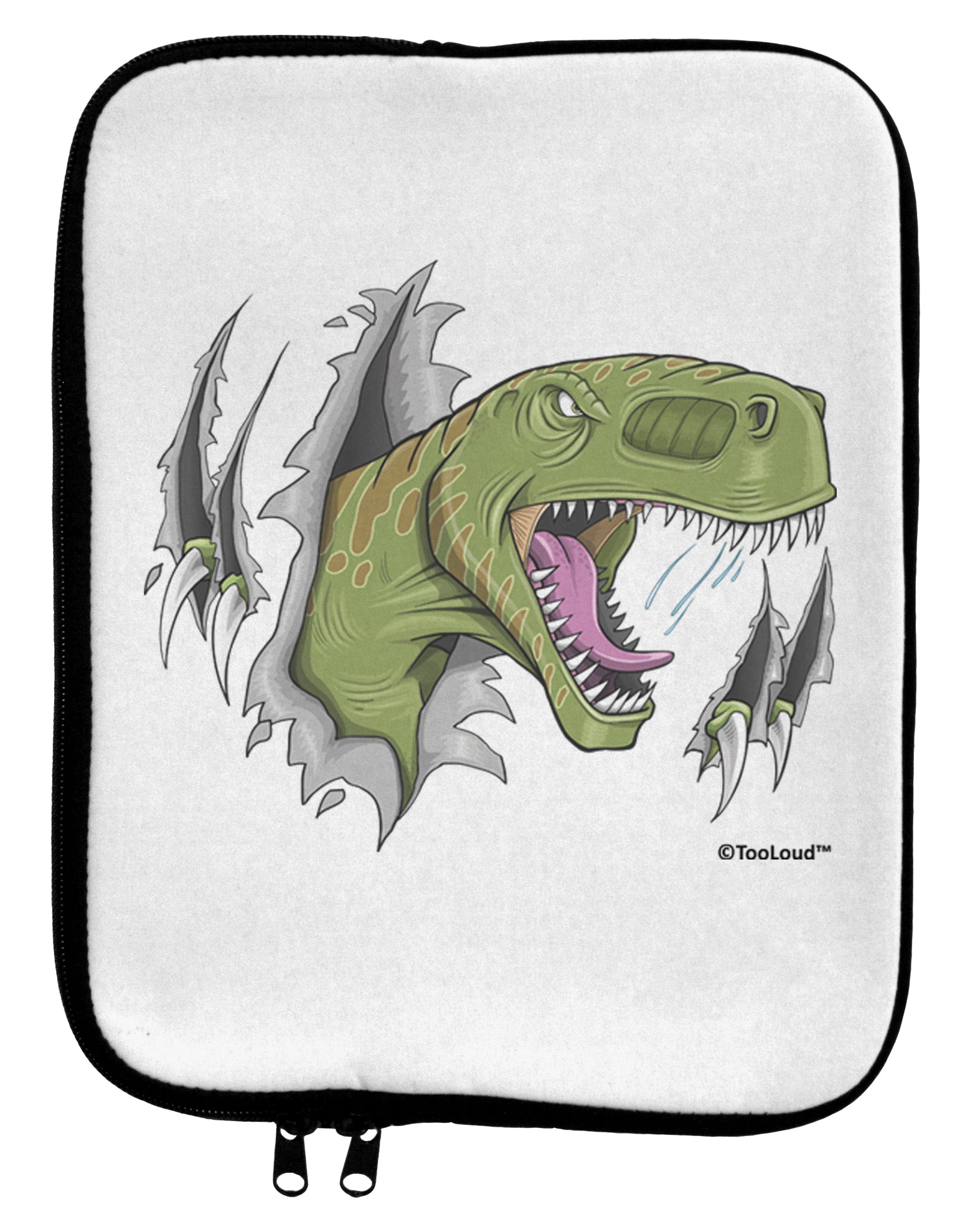 Green Dinosaur Breaking Free 9 x 11.5 Tablet Sleeve by TooLoud-TooLoud-White-Black-Davson Sales