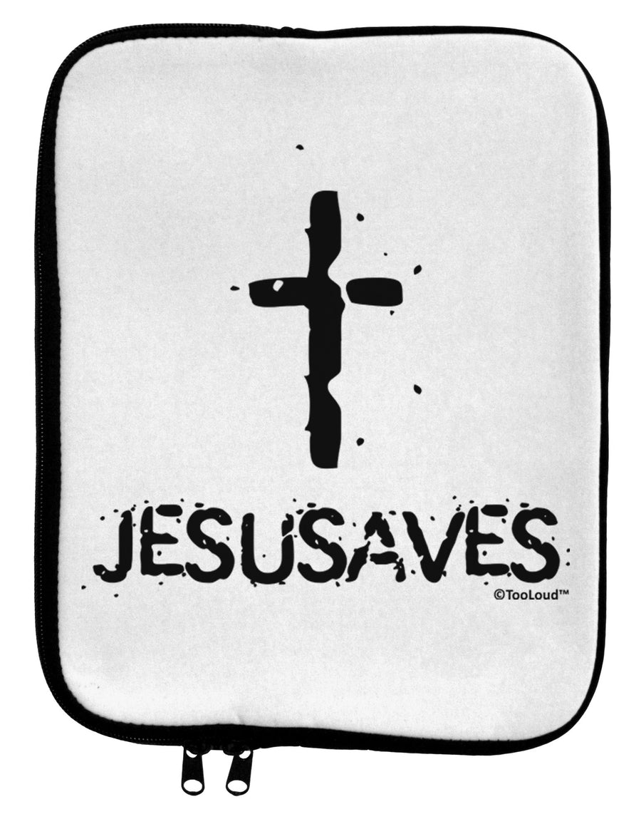 JESUSAVES - Jesus Saves Cross Design 9 x 11.5 Tablet Sleeve by TooLoud-TooLoud-White-Black-Davson Sales