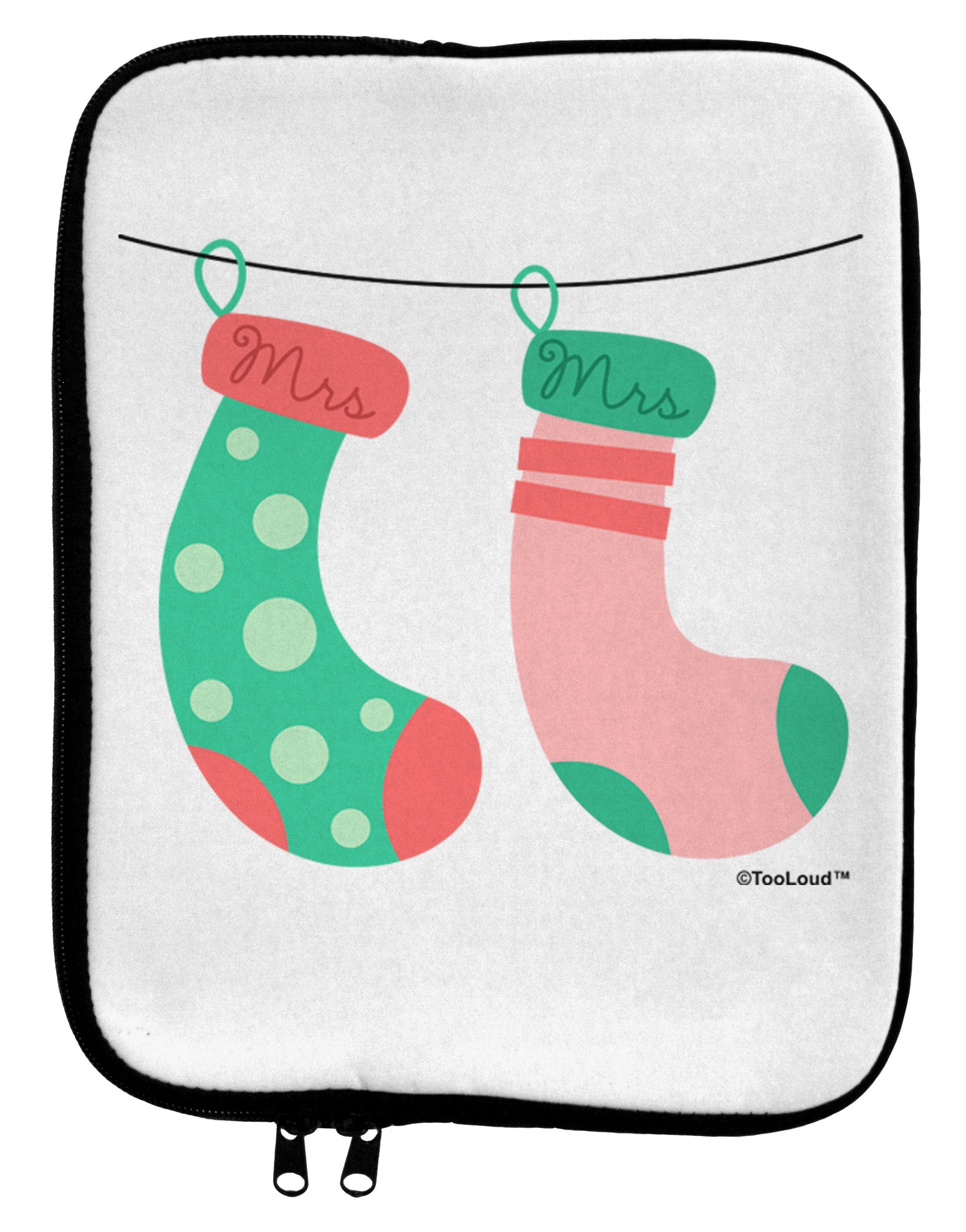 Cute Mrs and Mrs Christmas Couple Stockings 9 x 11.5 Tablet Sleeve by TooLoud-TooLoud-White-Black-Davson Sales