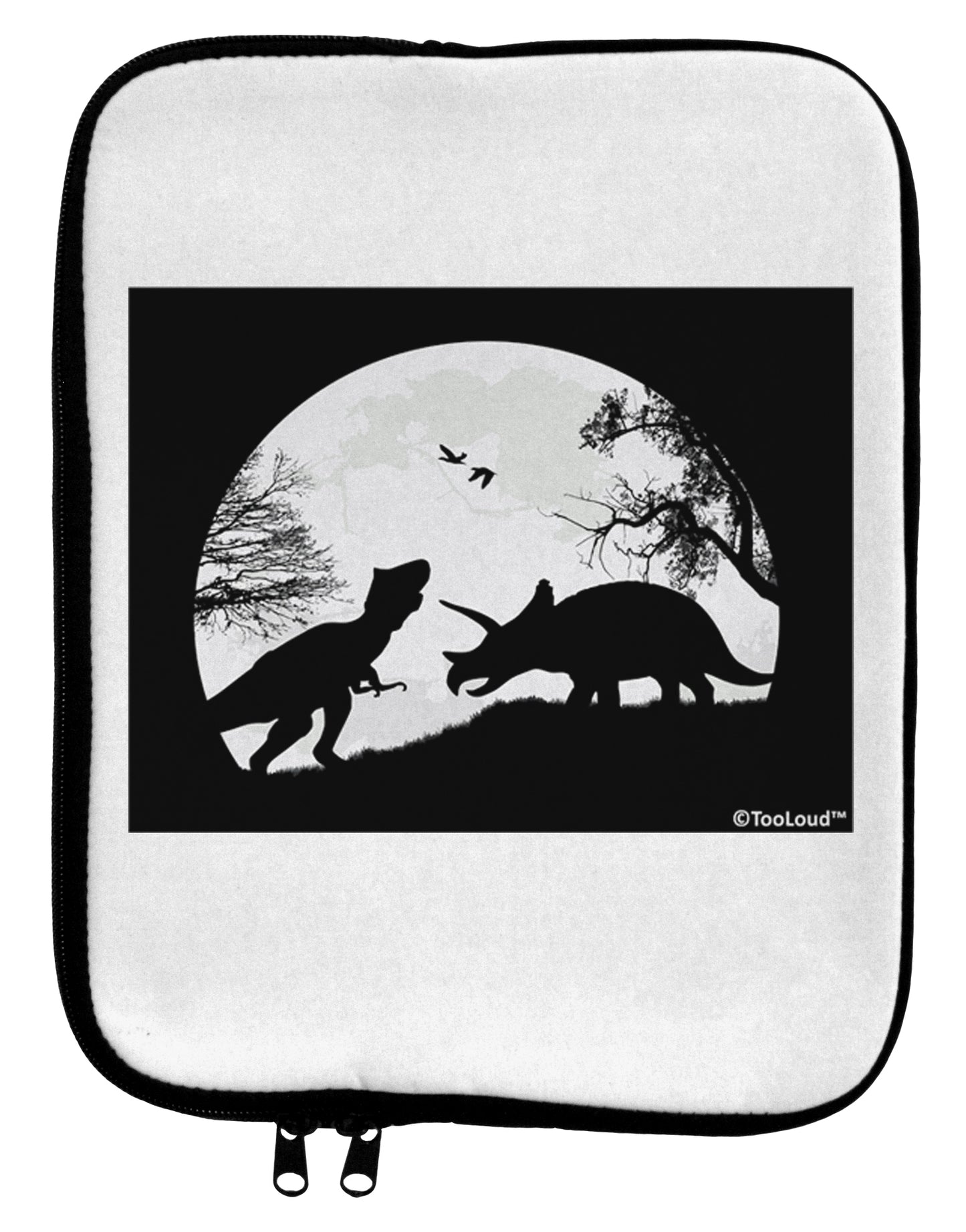 T-Rex and Triceratops Silhouettes Design 9 x 11.5 Tablet Sleeve by TooLoud-TooLoud-White-Black-Davson Sales