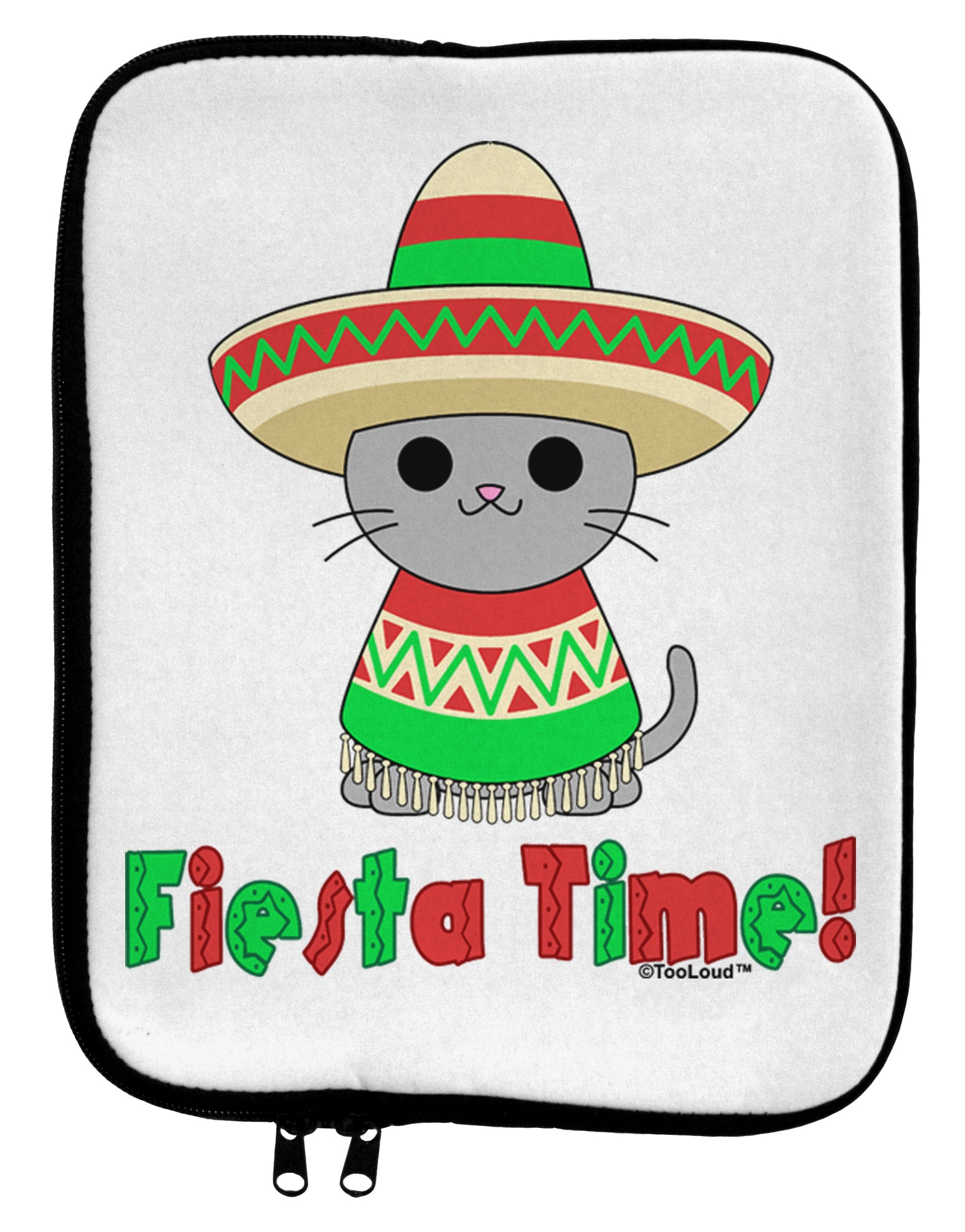 Fiesta Time - Cute Sombrero Cat 9 x 11.5 Tablet Sleeve by TooLoud-TooLoud-White-Black-Davson Sales