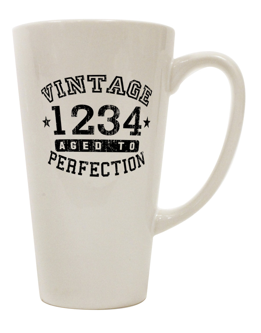 Customized Retro Birth Year Worn-out 16 oz Conical Latte Coffee Cup - TooLoud-Conical Latte Mug-TooLoud-White-Davson Sales