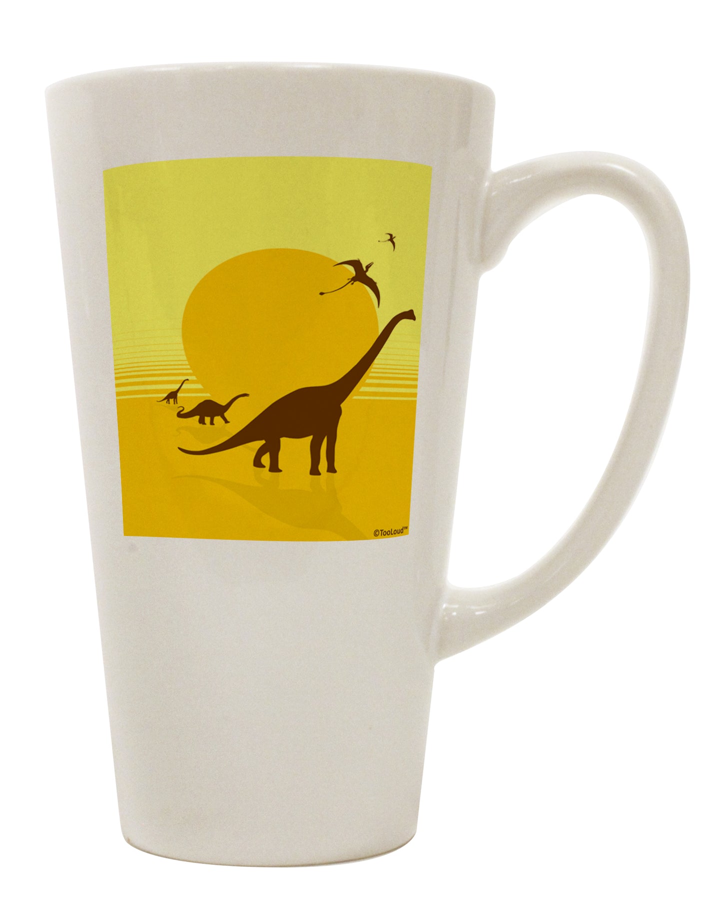 Elevate Your Coffee Experience with Brontosaurus and Pterodactyl Silhouettes - TooLoud-Conical Latte Mug-TooLoud-White-Davson Sales