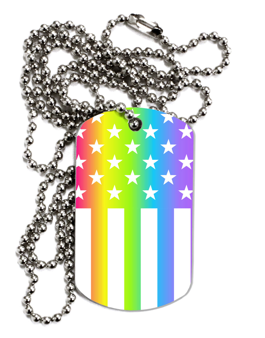 American Pride - Rainbow Stars and Stripes Adult Dog Tag Chain Necklace-Dog Tag Necklace-TooLoud-White-Davson Sales