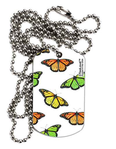 Monarch Butterflies AOP Adult Dog Tag Chain Necklace-Dog Tag Necklace-TooLoud-1 Piece-Davson Sales