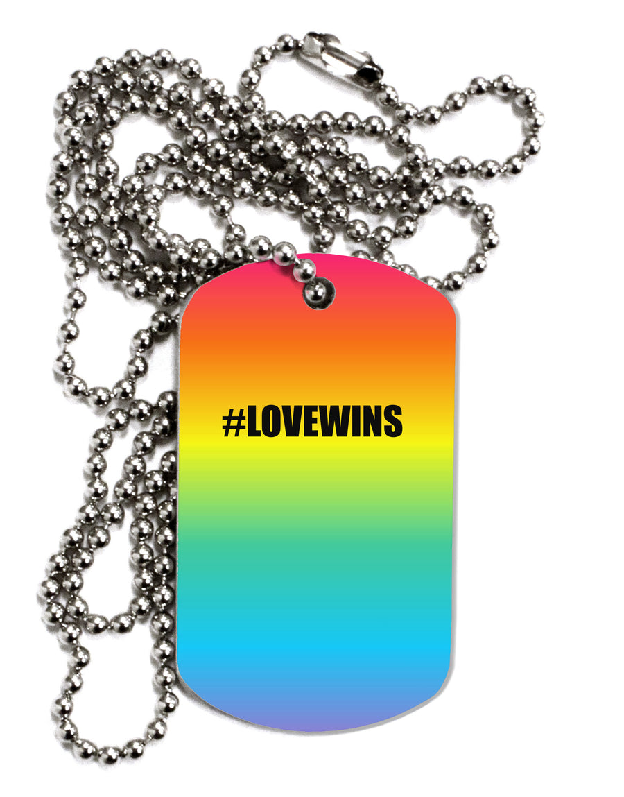 Rainbow Print - Hashtag Love Wins Adult Dog Tag Chain Necklace-Dog Tag Necklace-TooLoud-White-Davson Sales