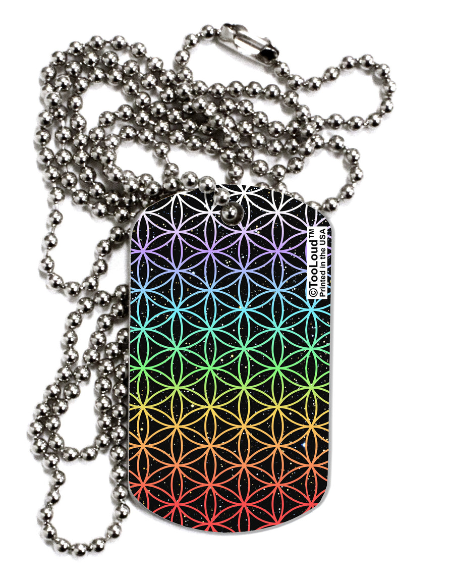 Chakra Colors Flower of Life Adult Dog Tag Chain Necklace-Dog Tag Necklace-TooLoud-White-Davson Sales