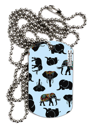 Mixed Elephants AOP Adult Dog Tag Chain Necklace-Dog Tag Necklace-TooLoud-1 Piece-Davson Sales