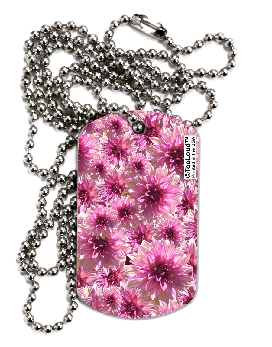 Pink Flowers Adult Dog Tag Chain Necklace-Dog Tag Necklace-TooLoud-White-Davson Sales