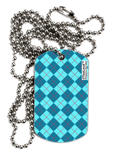 Blue Argyle AOP Adult Dog Tag Chain Necklace by TooLoud-Dog Tag Necklace-TooLoud-1 Piece-Davson Sales