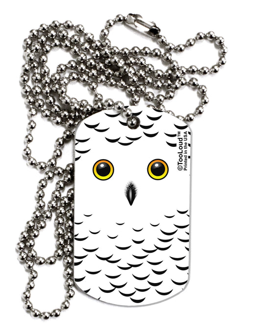 Snowy Owl Cute Animal Face Adult Dog Tag Chain Necklace-Dog Tag Necklace-TooLoud-White-Davson Sales