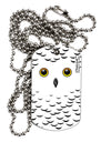 Snowy Owl Cute Animal Face Adult Dog Tag Chain Necklace-Dog Tag Necklace-TooLoud-White-Davson Sales