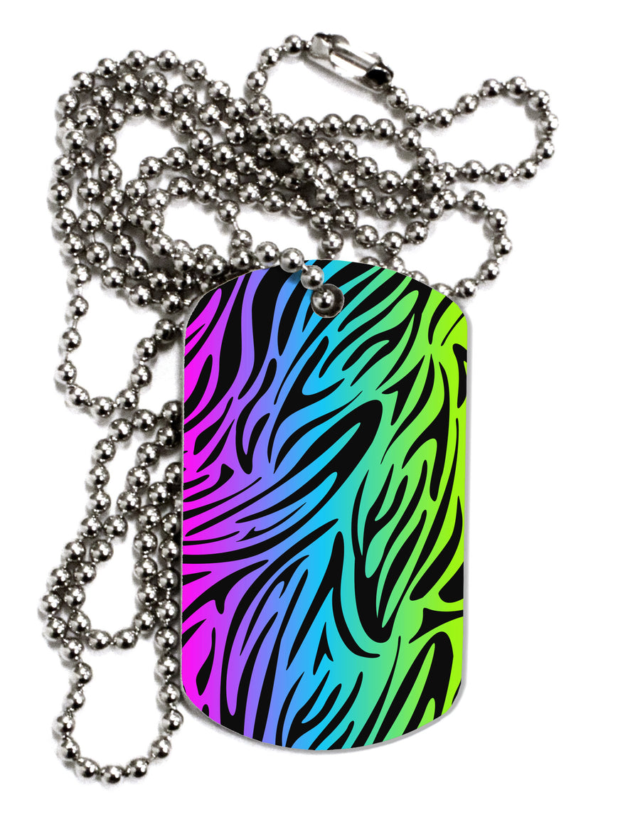 Rainbow Zebra Print Adult Dog Tag Chain Necklace-Dog Tag Necklace-TooLoud-White-Davson Sales