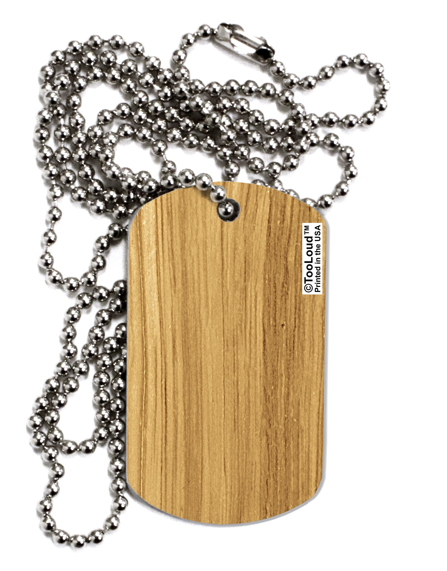 Light Wood Look Adult Dog Tag Chain Necklace by TooLoud