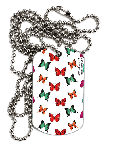 Pretty Butterflies AOP Adult Dog Tag Chain Necklace-Dog Tag Necklace-TooLoud-1 Piece-Davson Sales