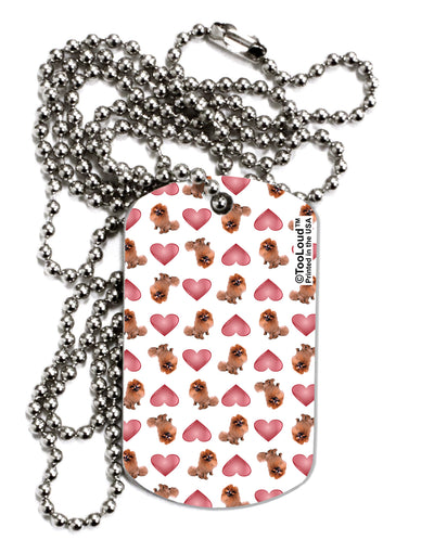 Pomeranian Hearts AOP Adult Dog Tag Chain Necklace-Dog Tag Necklace-TooLoud-1 Piece-Davson Sales