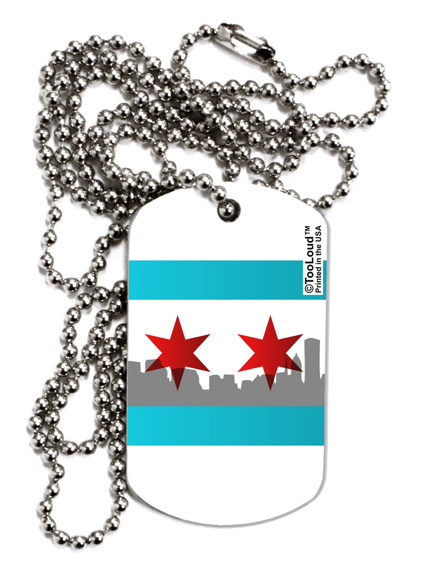 Chicago Flag Skyline AOP Adult Dog Tag Chain Necklace-Dog Tag Necklace-TooLoud-12 Pieces-Davson Sales