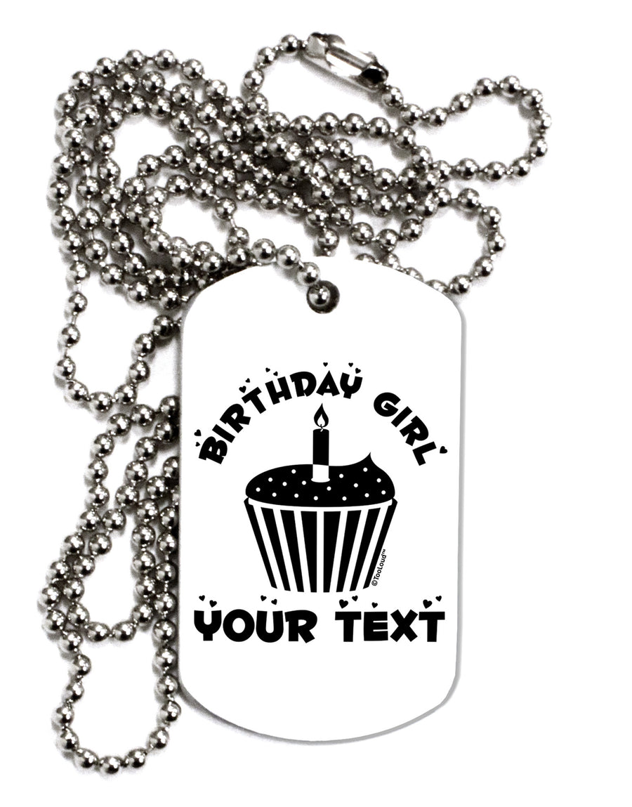 Personalized Birthday Girl Cupcake -Customizable- Name Adult Dog Tag Chain Necklace-Dog Tag Necklace-TooLoud-White-Davson Sales