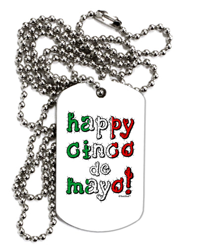 Happy Cinco de Mayo - Cactus Design Adult Dog Tag Chain Necklace by TooLoud-Dog Tag Necklace-TooLoud-White-Davson Sales