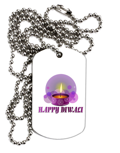 Happy Diwali Purple Candle Adult Dog Tag Chain Necklace by TooLoud-Dog Tag Necklace-TooLoud-1 Piece-Davson Sales