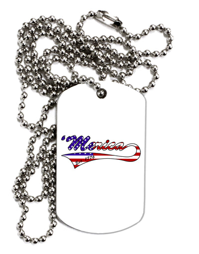 Merica Established 1776 - American Flag Style Adult Dog Tag Chain Necklace by TooLoud-Dog Tag Necklace-TooLoud-White-Davson Sales