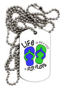 Life is Better in Flip Flops - Blue and Green Adult Dog Tag Chain Necklace-Dog Tag Necklace-TooLoud-White-Davson Sales