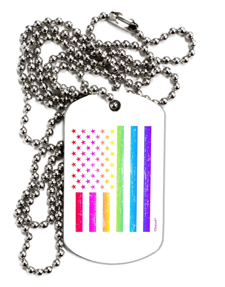 American Pride - Rainbow Flag Adult Dog Tag Chain Necklace-Dog Tag Necklace-TooLoud-White-Davson Sales