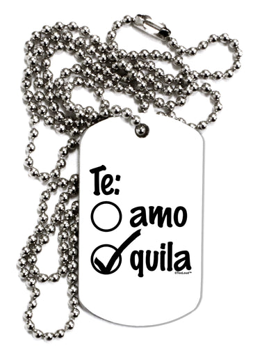 Tequila Checkmark Design Adult Dog Tag Chain Necklace by TooLoud-Dog Tag Necklace-TooLoud-White-Davson Sales