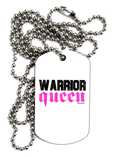 Warrior Queen Pink Script Adult Dog Tag Chain Necklace by TooLoud-Dog Tag Necklace-TooLoud-White-Davson Sales