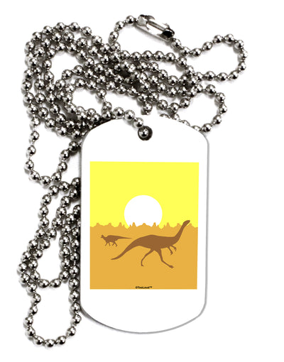 Jurassic Dinosaur Sunrise Adult Dog Tag Chain Necklace by TooLoud-Dog Tag Necklace-TooLoud-White-Davson Sales