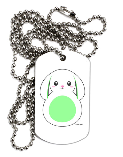 Cute Bunny with Floppy Ears - Green Adult Dog Tag Chain Necklace by TooLoud-Dog Tag Necklace-TooLoud-White-Davson Sales