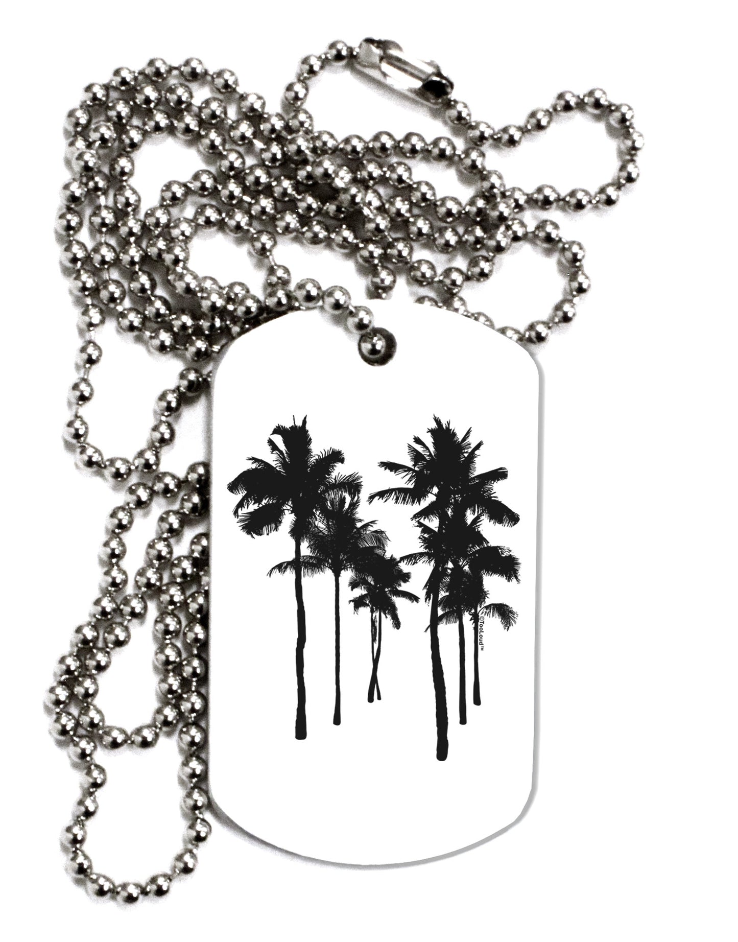 Palm Rows Silhouette Adult Dog Tag Chain Necklace-Dog Tag Necklace-TooLoud-1 Piece-Davson Sales