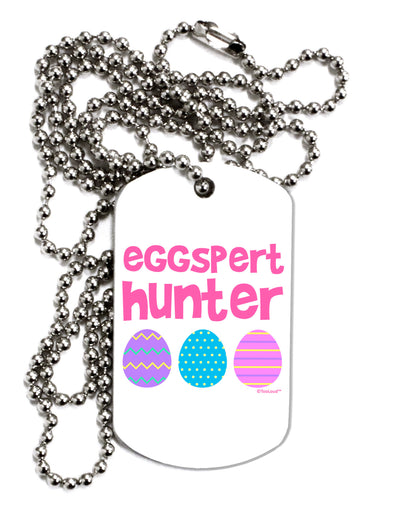 TooLoud Eggspert Hunter - Easter - Pink Adult Dog Tag Chain Necklace-Dog Tag Necklace-TooLoud-White-Davson Sales