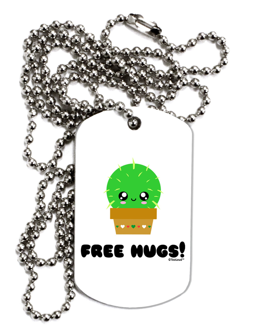 Cute Cactus - Free Hugs Adult Dog Tag Chain Necklace-Dog Tag Necklace-TooLoud-White-Davson Sales