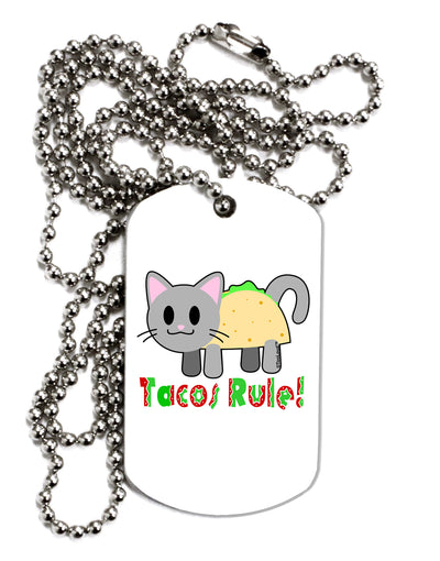 Tacos Rule Taco Cat Design Adult Dog Tag Chain Necklace by TooLoud-Dog Tag Necklace-TooLoud-White-Davson Sales