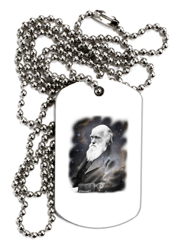 Charles Darwin In Space Adult Dog Tag Chain Necklace by TooLoud-Dog Tag Necklace-TooLoud-White-Davson Sales