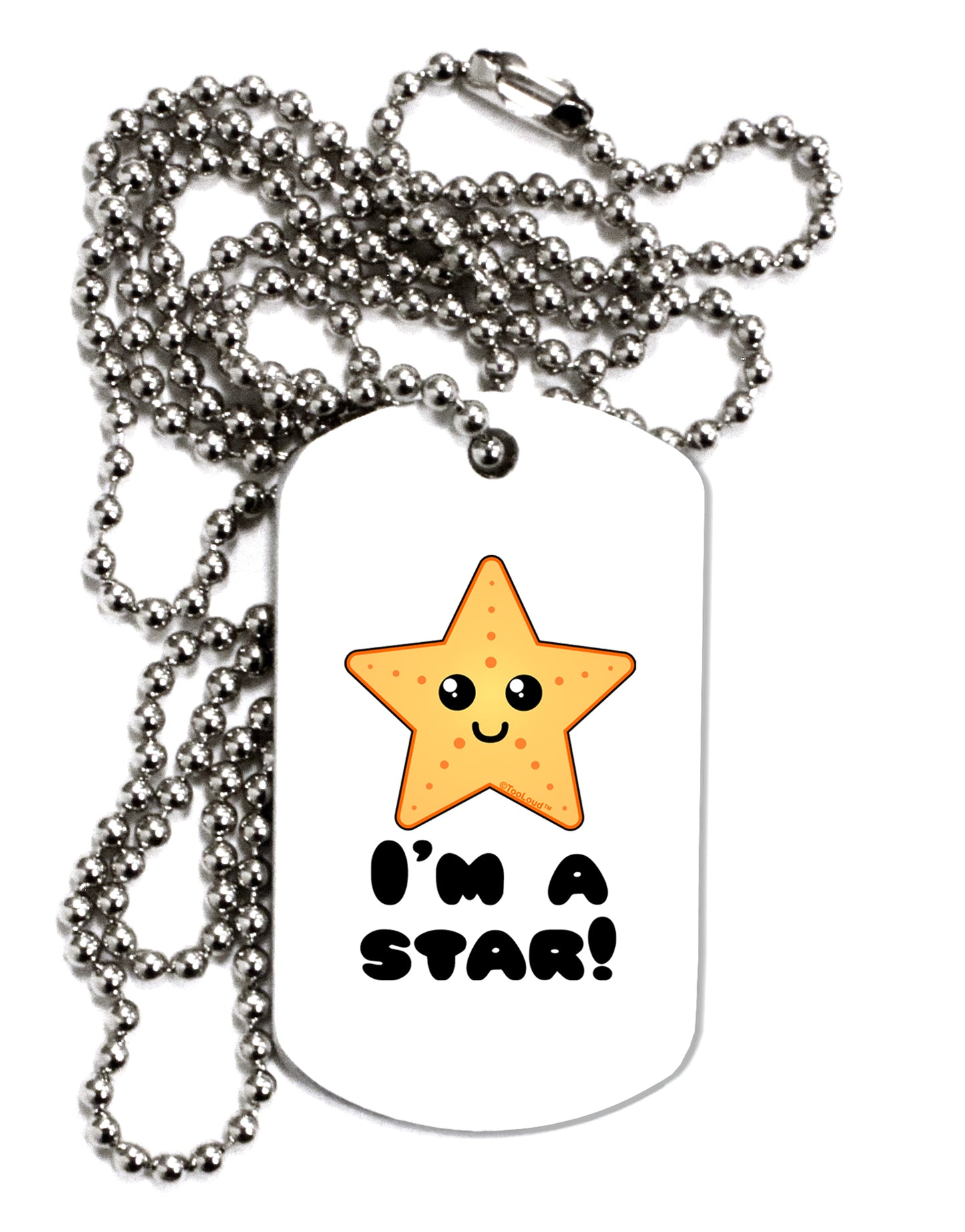 Cute Starfish - I am a Star Adult Dog Tag Chain Necklace by TooLoud-Dog Tag Necklace-TooLoud-White-Davson Sales