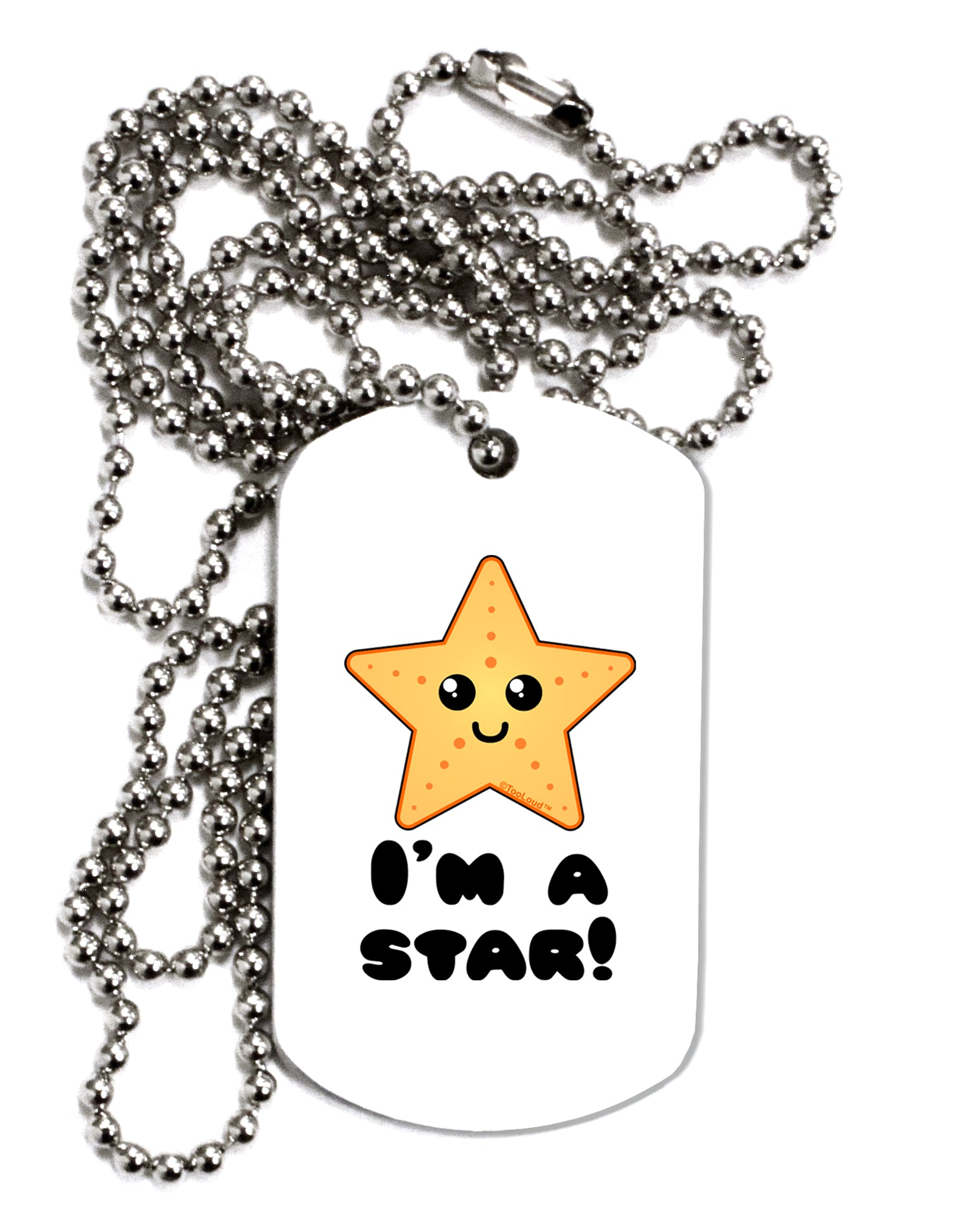 Cute Starfish - I am a Star Adult Dog Tag Chain Necklace by TooLoud-Dog Tag Necklace-TooLoud-White-Davson Sales
