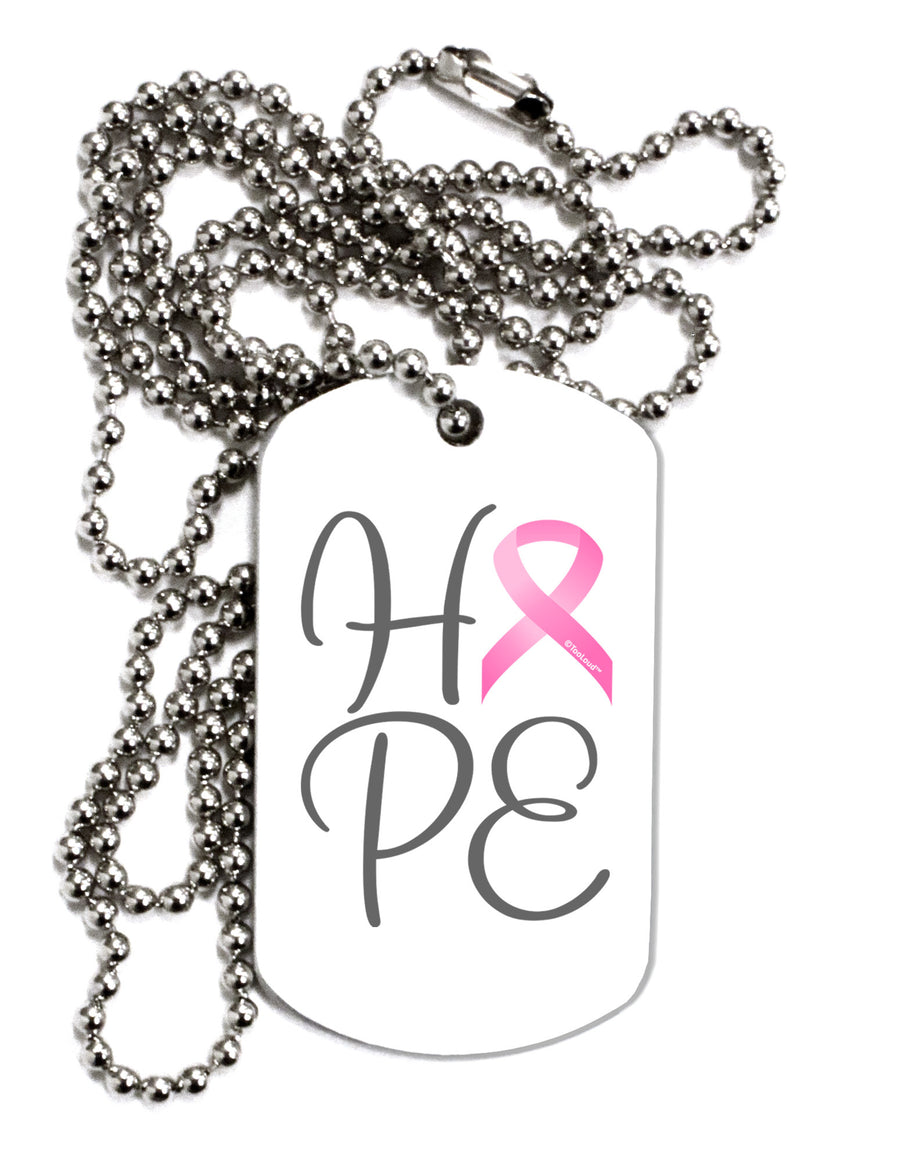 Hope - Breast Cancer Awareness Ribbon Adult Dog Tag Chain Necklace-Dog Tag Necklace-TooLoud-White-Davson Sales