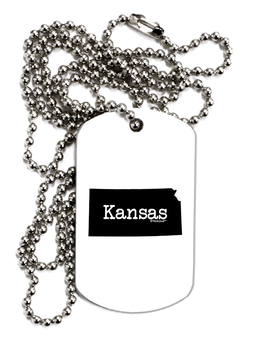 Kansas - United States Shape Adult Dog Tag Chain Necklace-Dog Tag Necklace-TooLoud-White-Davson Sales