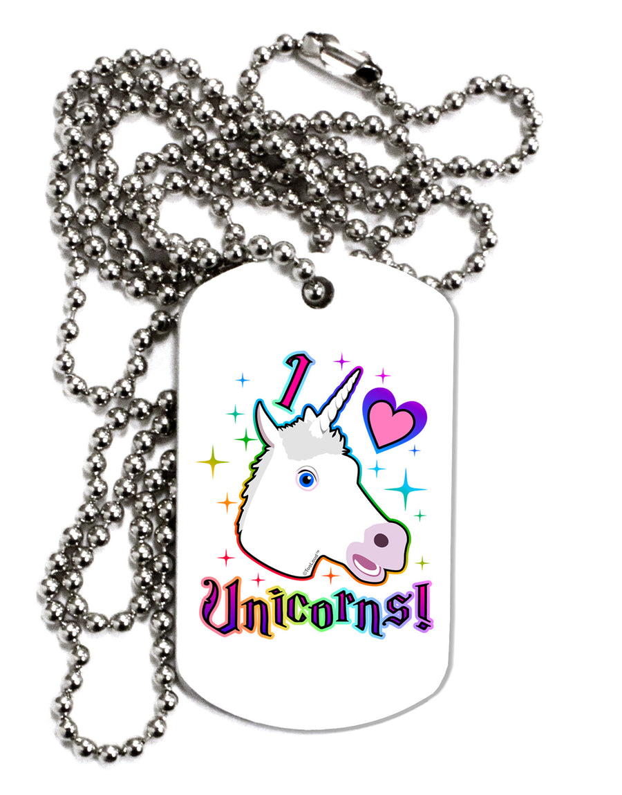 I love Unicorns Adult Dog Tag Chain Necklace-Dog Tag Necklace-TooLoud-White-Davson Sales