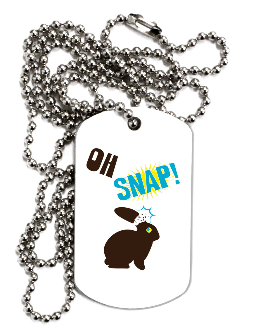 Oh Snap Chocolate Easter Bunny Adult Dog Tag Chain Necklace-Dog Tag Necklace-TooLoud-White-Davson Sales