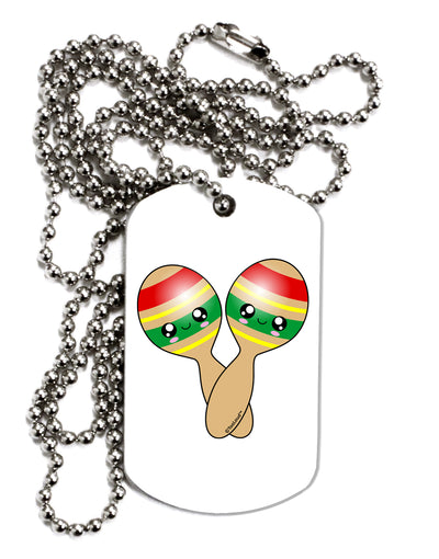 Cute Maracas Design Adult Dog Tag Chain Necklace by TooLoud-Dog Tag Necklace-TooLoud-White-Davson Sales