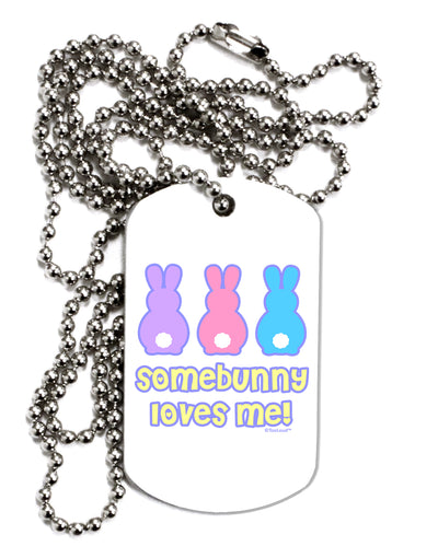 Three Easter Bunnies - Somebunny Loves Me Adult Dog Tag Chain Necklace by TooLoud-Dog Tag Necklace-TooLoud-White-Davson Sales