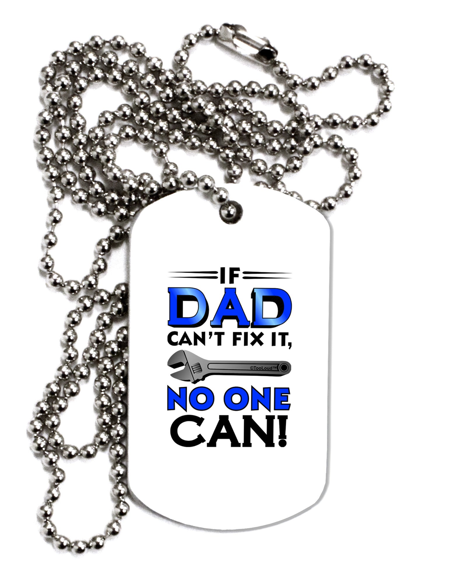 If Dad Can't Fix It Adult Dog Tag Chain Necklace-Dog Tag Necklace-TooLoud-1 Piece-Davson Sales