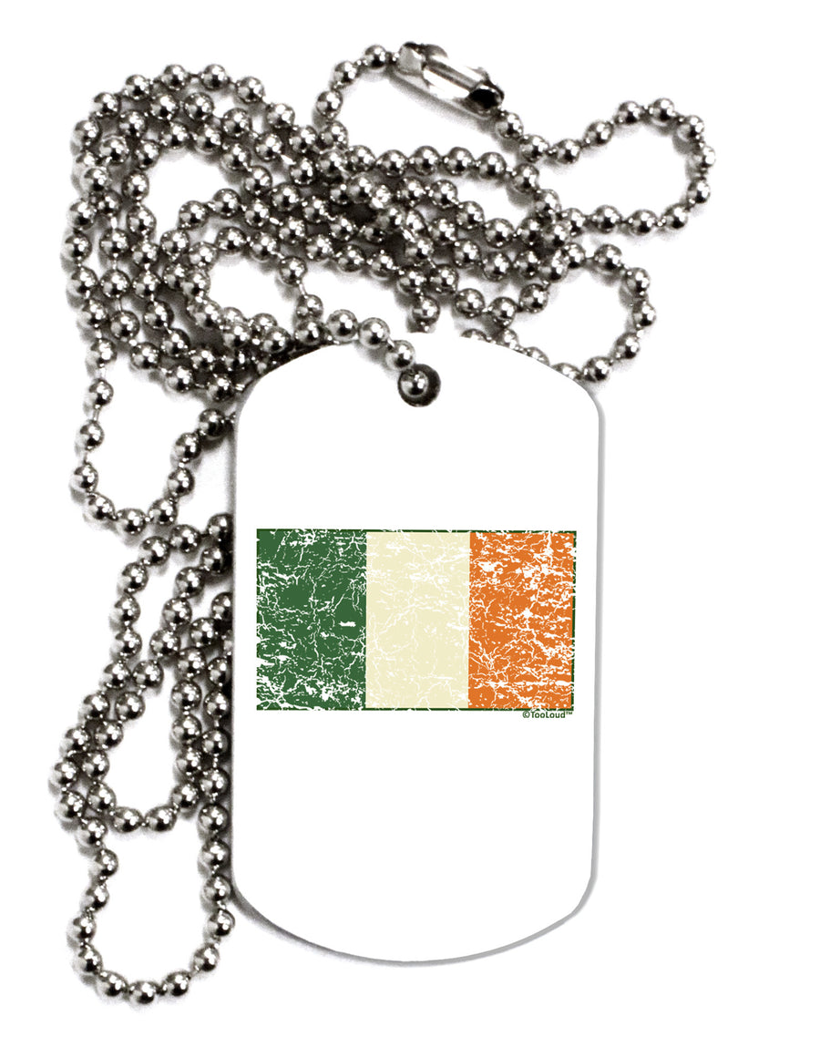 Distressed Irish Flag - Flag of Ireland Adult Dog Tag Chain Necklace-Dog Tag Necklace-TooLoud-White-Davson Sales