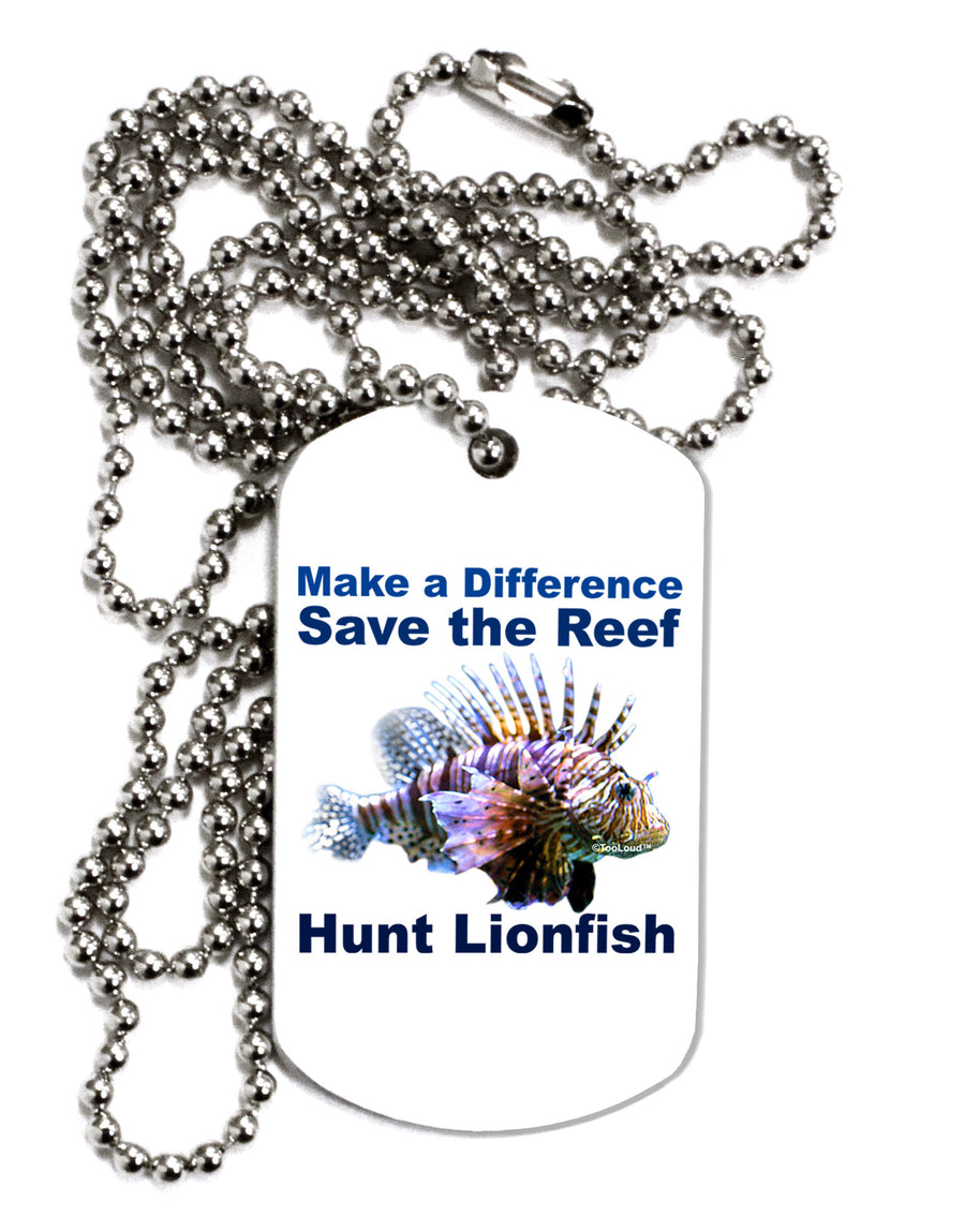 Save the Reef - Hunt Lionfish Adult Dog Tag Chain Necklace-Dog Tag Necklace-TooLoud-White-Davson Sales