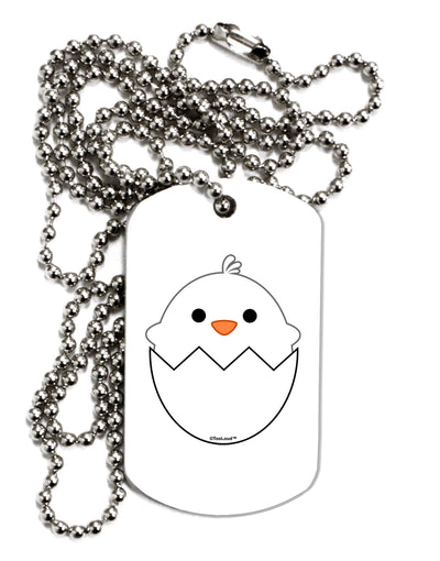 Cute Hatching Chick - White Adult Dog Tag Chain Necklace by TooLoud-Dog Tag Necklace-TooLoud-White-Davson Sales