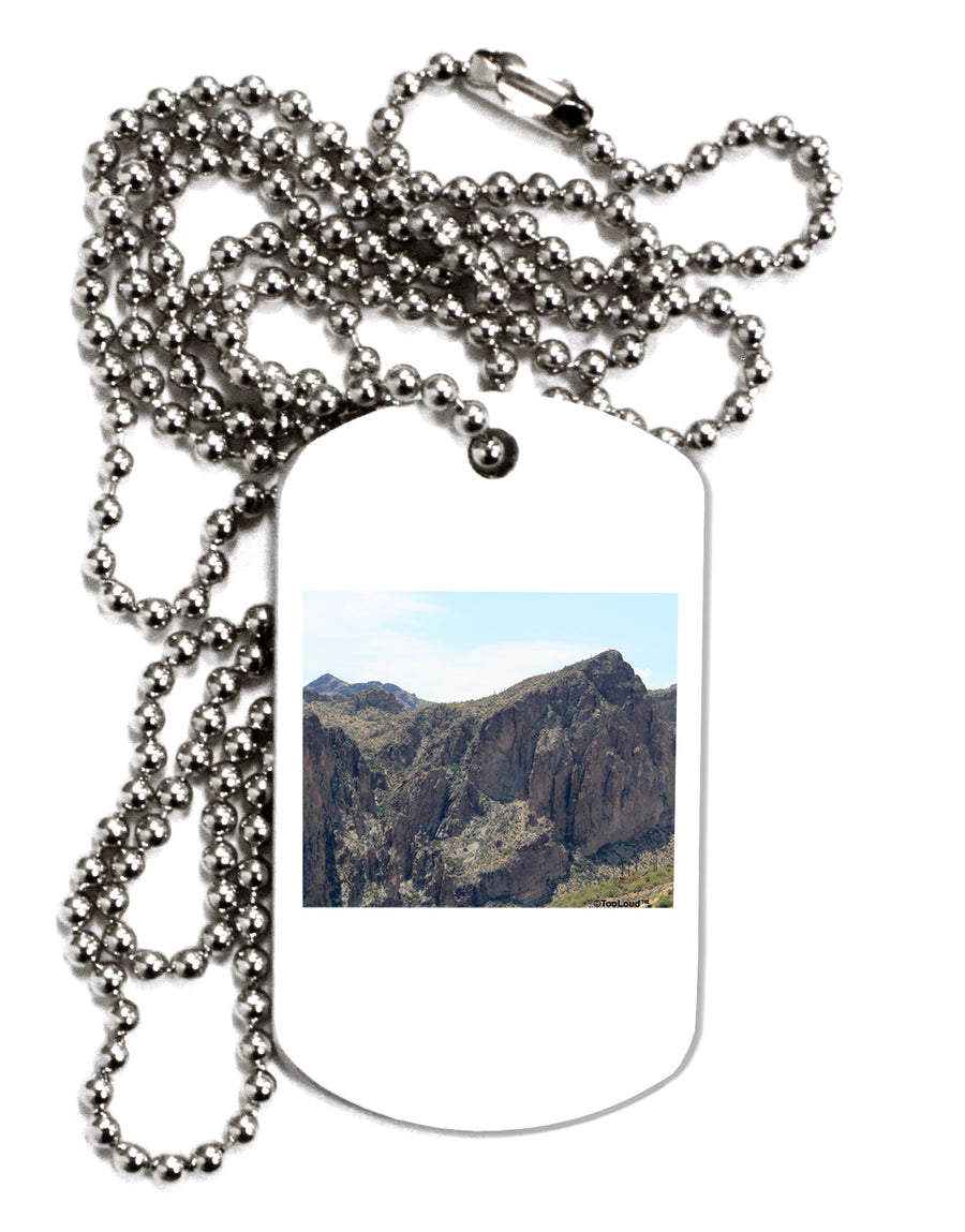 Arizona Saguaro Lake Mountains Adult Dog Tag Chain Necklace-Dog Tag Necklace-TooLoud-White-Davson Sales